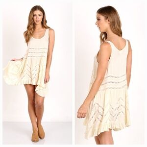 Free People Voile & Lace Polkadot Trapeze Slip Dress Tea Nwt Sz Small